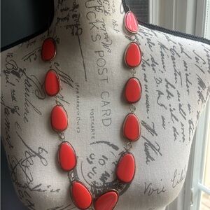 Chic Coral Teardrop Necklace Bright Orange Statement Necklace